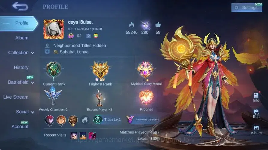 Mobile Legends: Bang Bang Accounts Global|Skin 258|Renowned|Collector Natalia+Pharsa| image 17