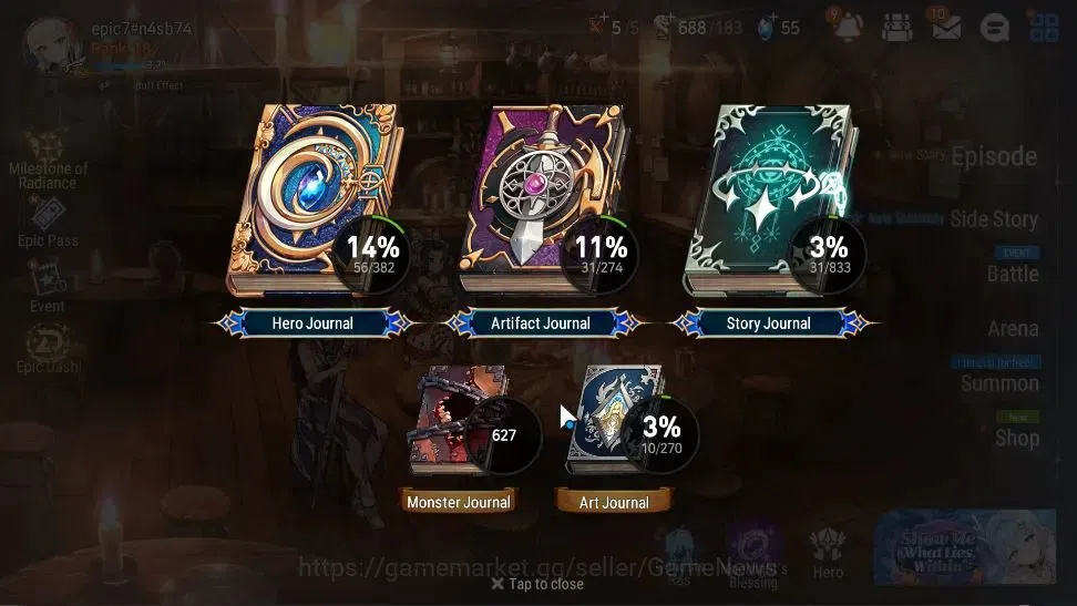 Epic Seven Accounts Starter GLOBAL UnVerif|New Era|3 ML(Dark Diene,HarSeti,SP Politis)+Teneberia,Landy|Poh ON|800 MM+2,5K 3