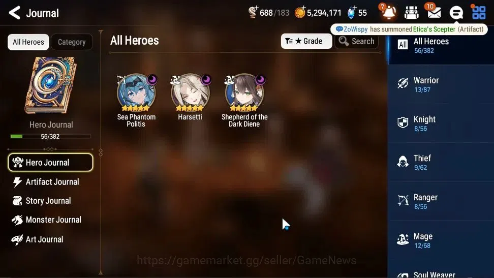Epic Seven Accounts Starter GLOBAL UnVerif|New Era|3 ML(Dark Diene,HarSeti,SP Politis)+Teneberia,Landy|Poh ON|800 MM+2,5K 6