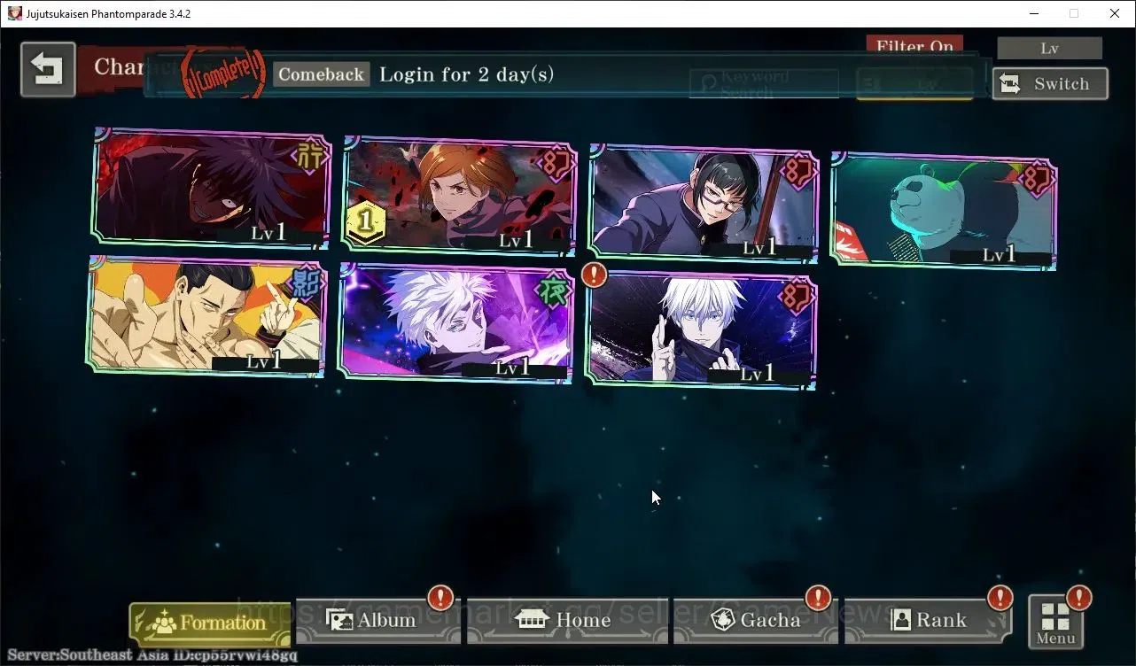 Jujutsu Kaisen: Phantom Parade Accounts SEA |PR 1|7 SSR 1 Limited|Within Infinity Gojo,ID  image 2