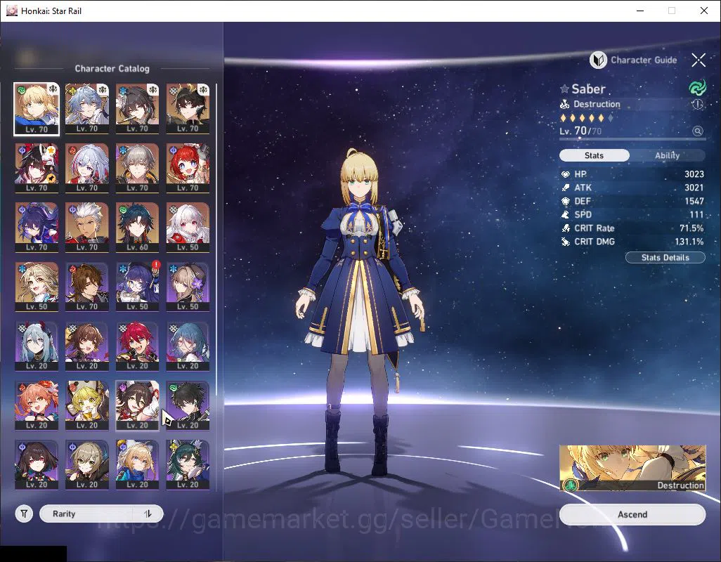 Honkai Star Rail Accounts Mid Game Asia|TL 59|8 Limited|Saber+Sign,Sunday E1,B3,Sparkle,Dante,Ruan Mei,Etc|Mc 3