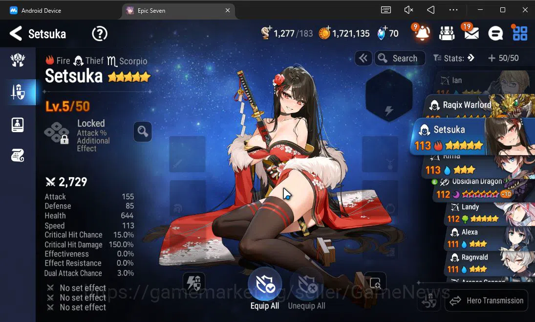 Epic Seven Accounts Starter GLOBAL UnVerif|Starter|1 ML (Ruele of Light)+Setsuka,Landy,Tenebria,Birgitta,Etc|Poh ON|1,2K 19
