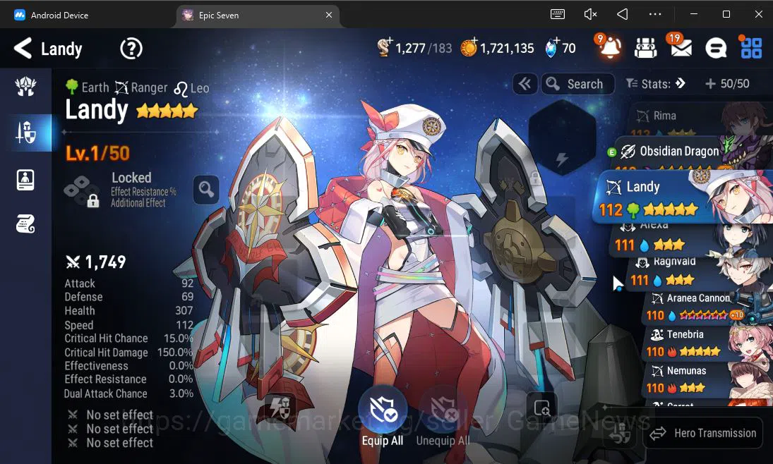 Epic Seven Accounts Starter GLOBAL UnVerif|Starter|1 ML (Ruele of Light)+Setsuka,Landy,Tenebria,Birgitta,Etc|Poh ON|1,2K 20