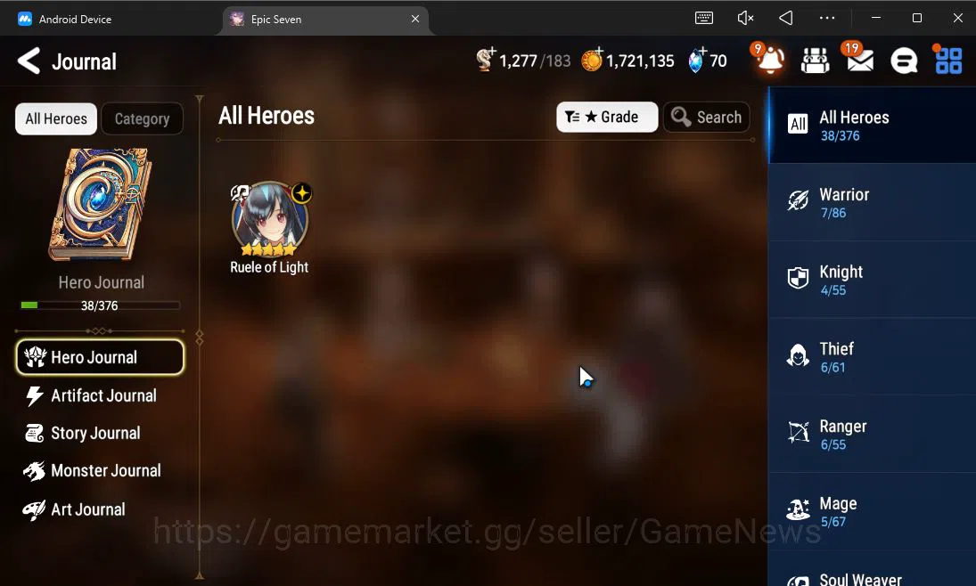 Epic Seven Accounts Starter GLOBAL UnVerif|Starter|1 ML (Ruele of Light)+Setsuka,Landy,Tenebria,Birgitta,Etc|Poh ON|1,2K 4