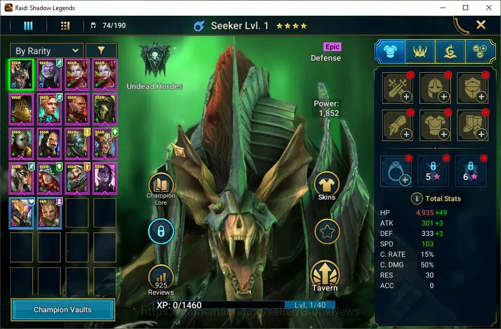 Raid: Shadow Legends Accounts Mid-Game Lv31 718K Power|1 Mythic(Florni)|15 5