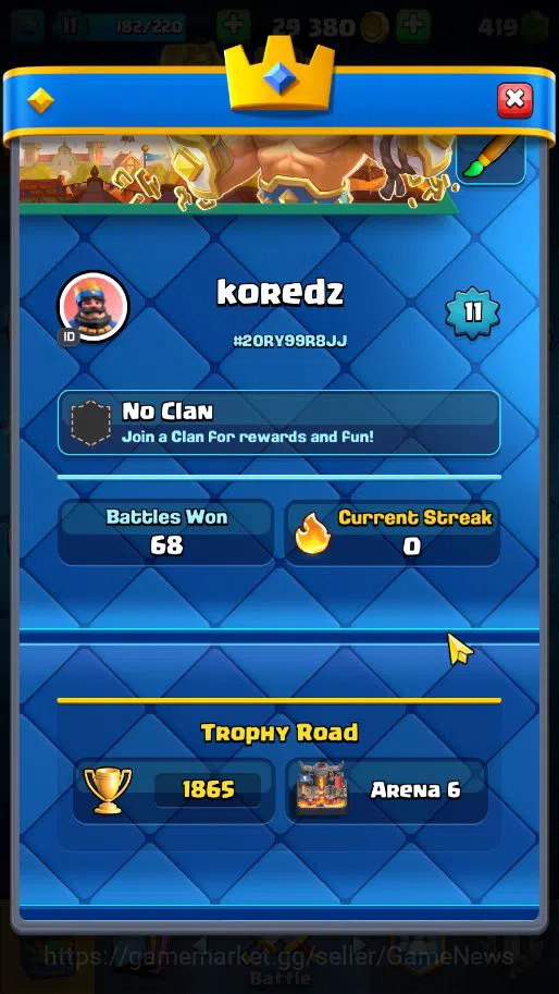 Clash Royale Accounts Lv 11|Trophy 1865|KTL 6|Total Card 36|1 Hero 4 Epi image 11