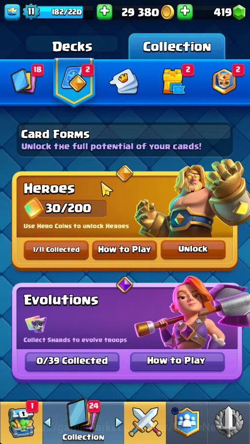 Clash Royale Accounts Lv 11|Trophy 1865|KTL 6|Total Card 36|1 Hero 4 Epi image 6