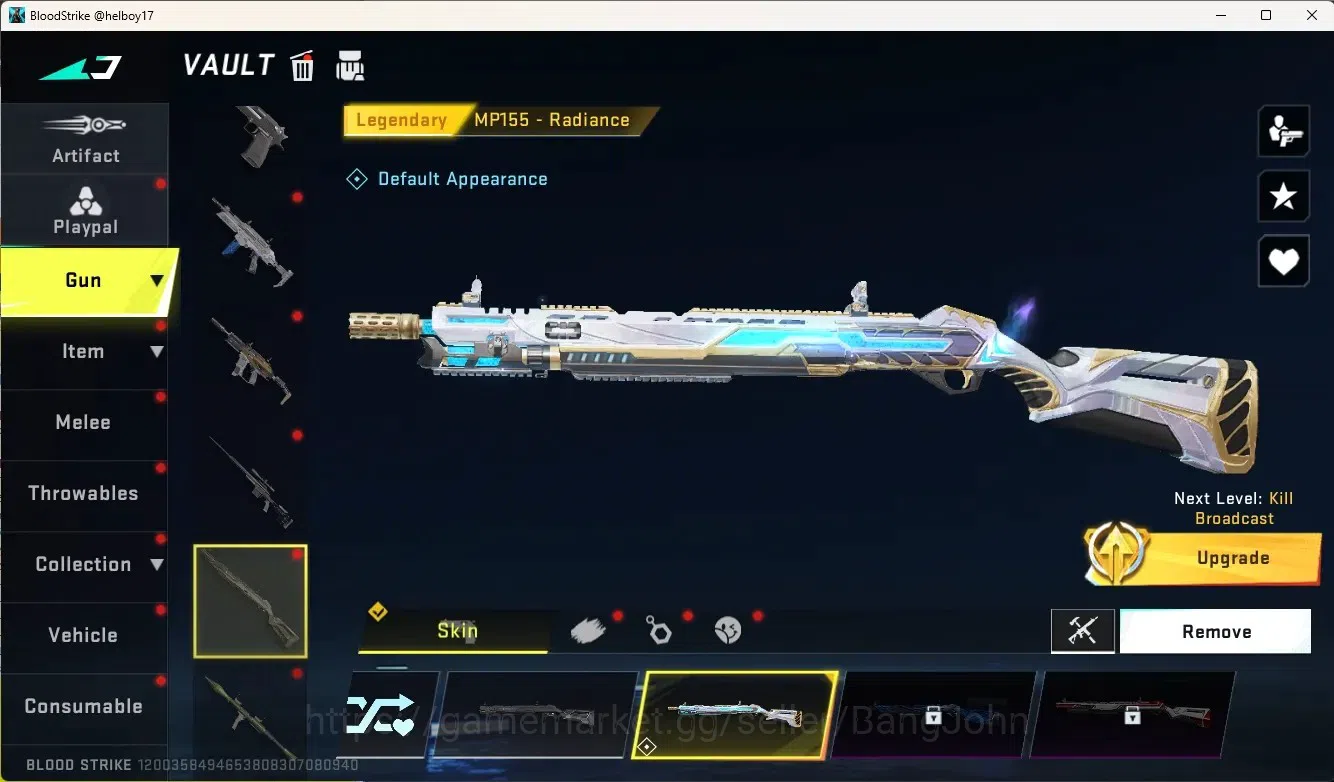 Blood Strike Accounts Collab Skin ASIA |1 Eternal Gun:Desert|5 Collab Gun[TR&7DS]|2 Limited Gun|7 Ultra Gun|10 Legend 11
