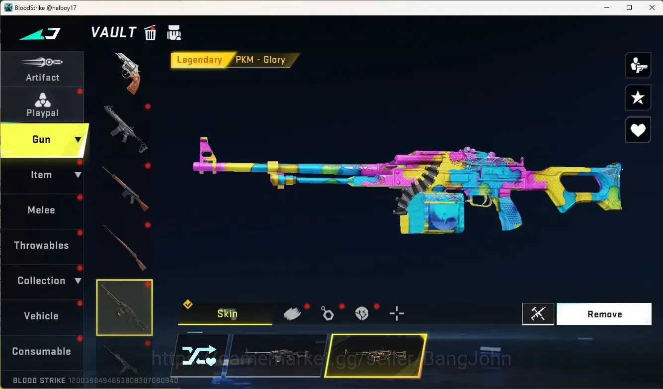 Blood Strike Accounts Collab Skin ASIA |1 Eternal Gun:Desert|5 Collab Gun[TR&7DS]|2 Limited Gun|7 Ultra Gun|10 Legend 18