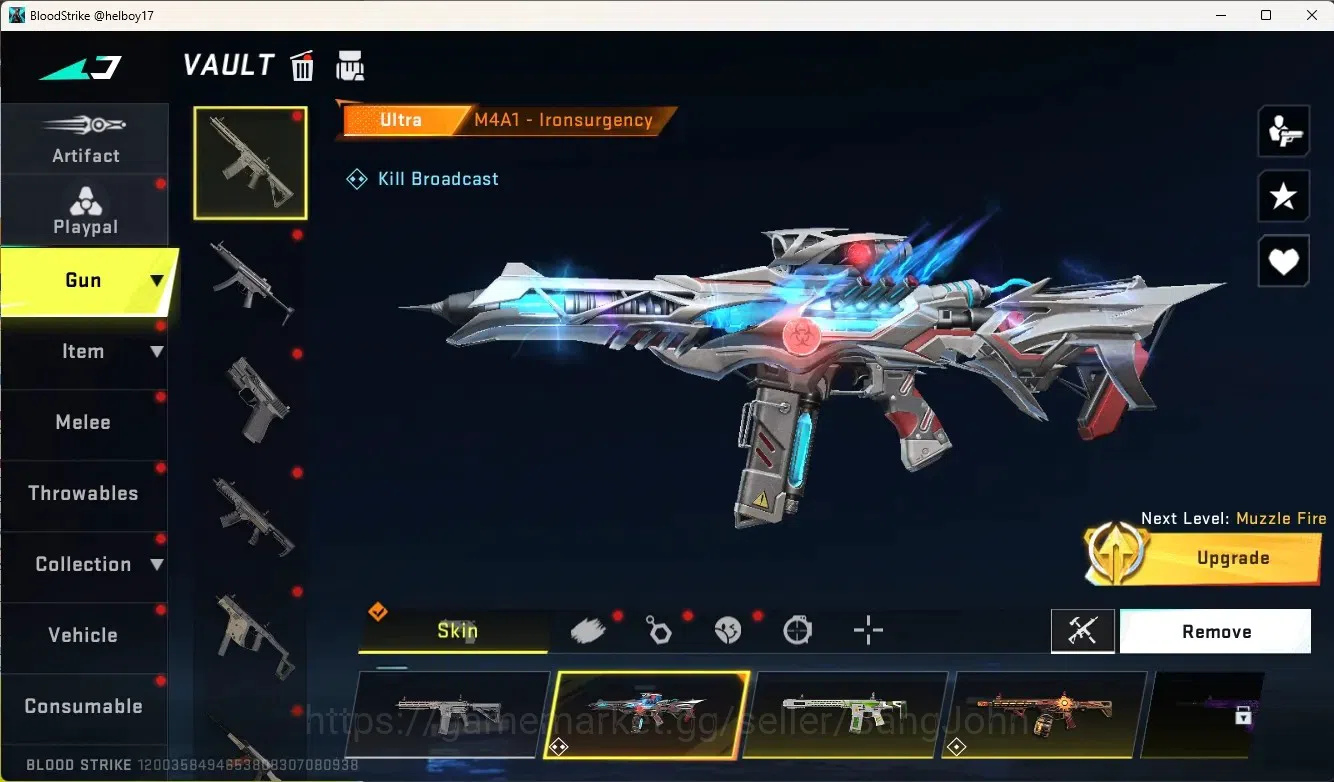 Blood Strike Accounts Collab Skin ASIA |1 Eternal Gun:Desert|5 Collab Gun[TR&7DS]|2 Limited Gun|7 Ultra Gun|10 Legend 2