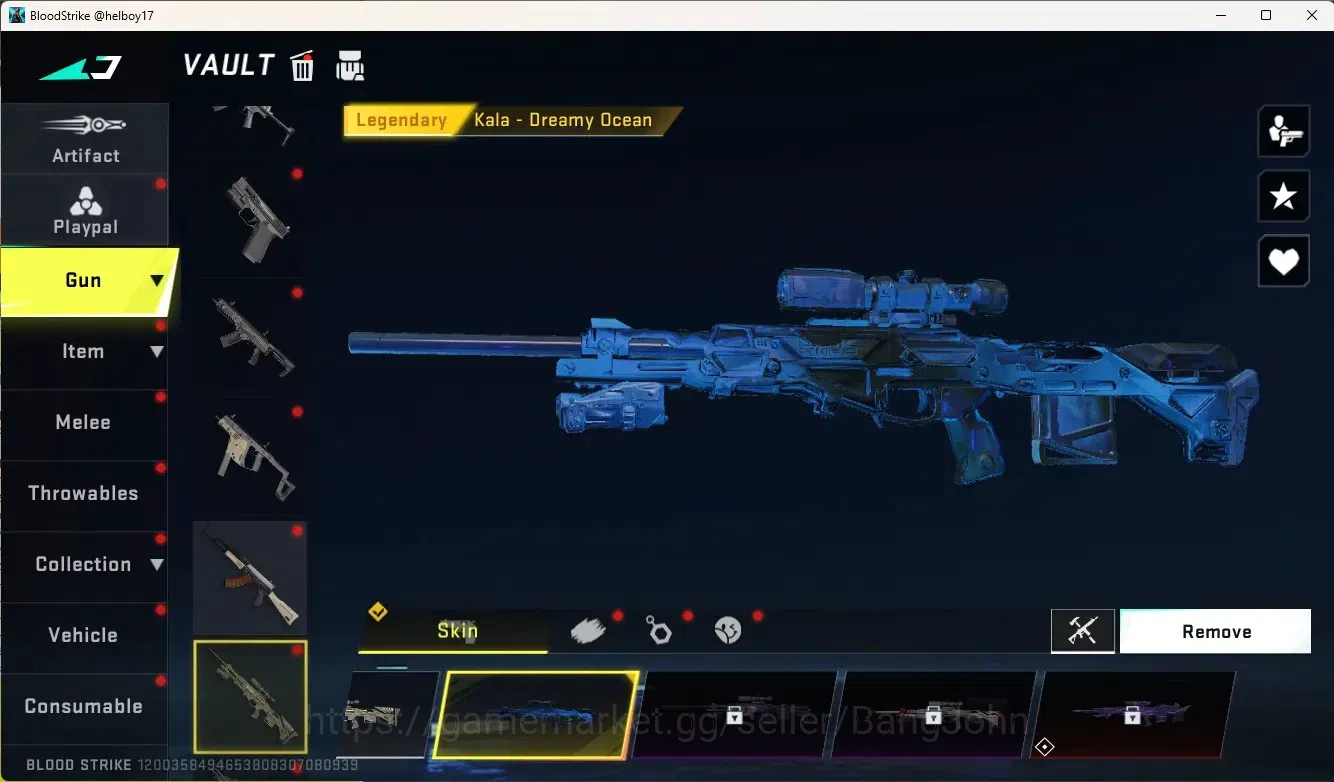 Blood Strike Accounts Collab Skin ASIA |1 Eternal Gun:Desert|5 Collab Gun[TR&7DS]|2 Limited Gun|7 Ultra Gun|10 Legend 7