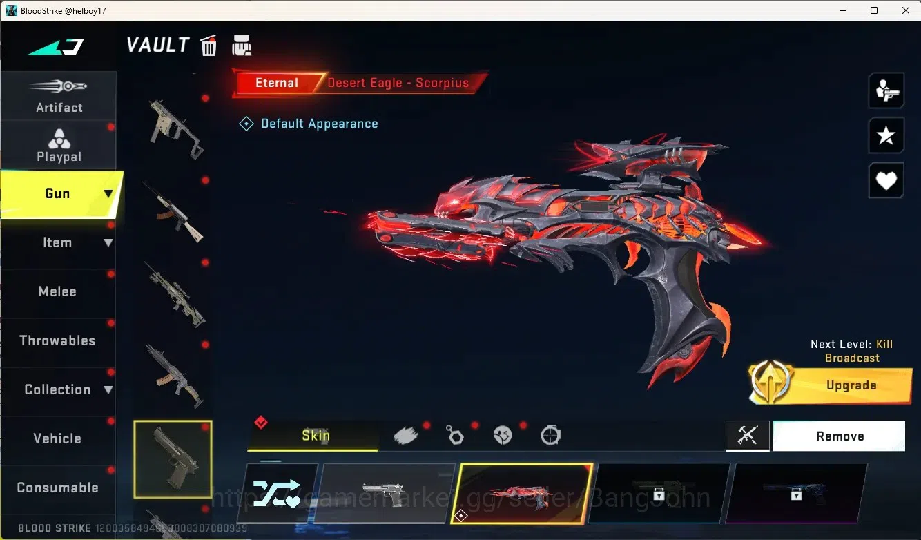 Blood Strike Accounts Collab Skin ASIA |1 Eternal Gun:Desert|5 Collab Gun[TR&7DS]|2 Limited Gun|7 Ultra Gun|10 Legend 8