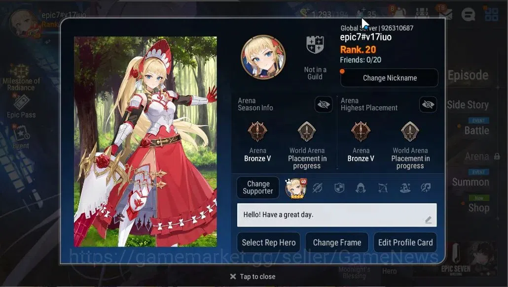 Epic Seven Accounts GLOBAL UNVERIF|Starter|2 ML(NM Luna, Harsetti)+ Is image 2