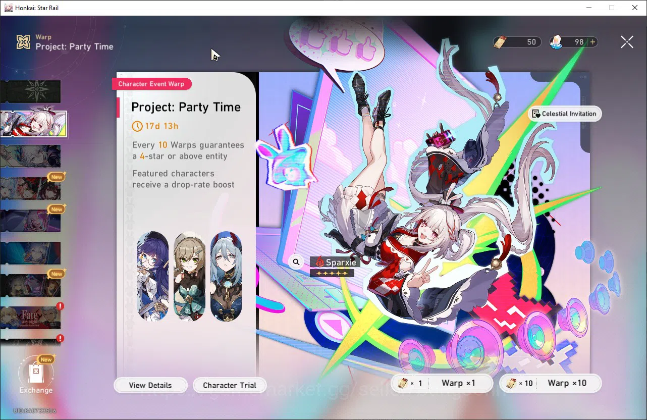Honkai Star Rail Accounts ASIA TL28|5 Limit|50 Gold Tix|Tribbie|Archer|Spark image 11