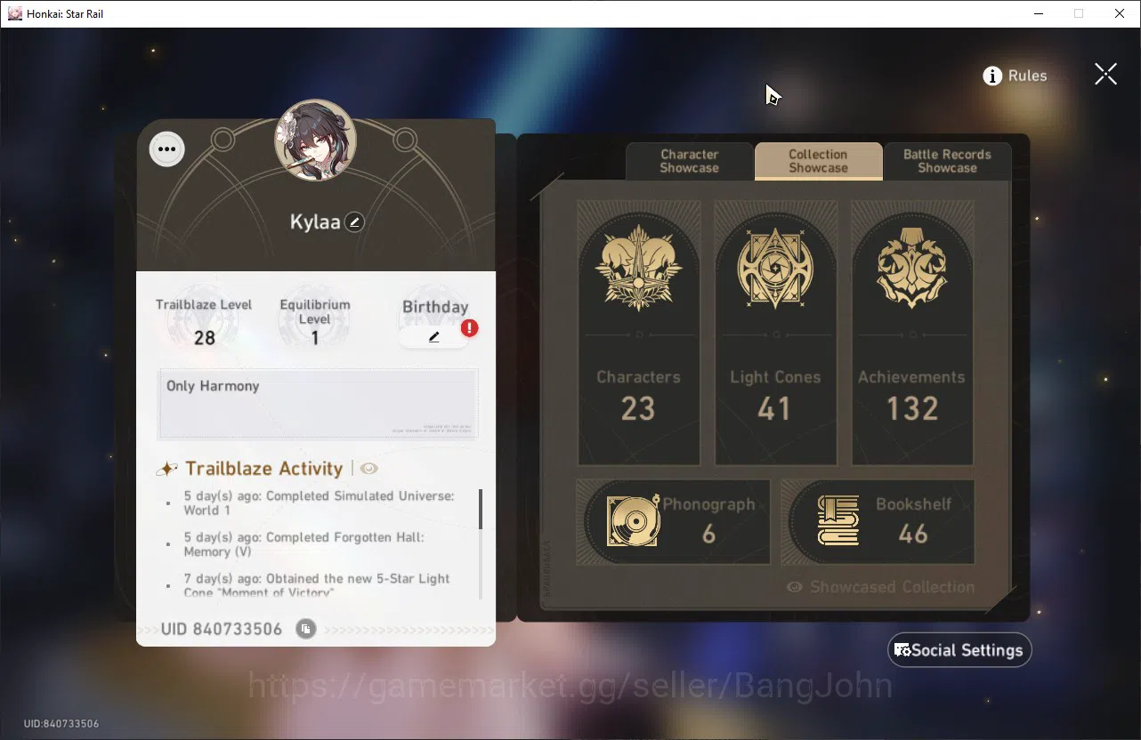 Honkai Star Rail Accounts ASIA TL28|5 Limit|50 Gold Tix|Tribbie|Archer|Spark image 20