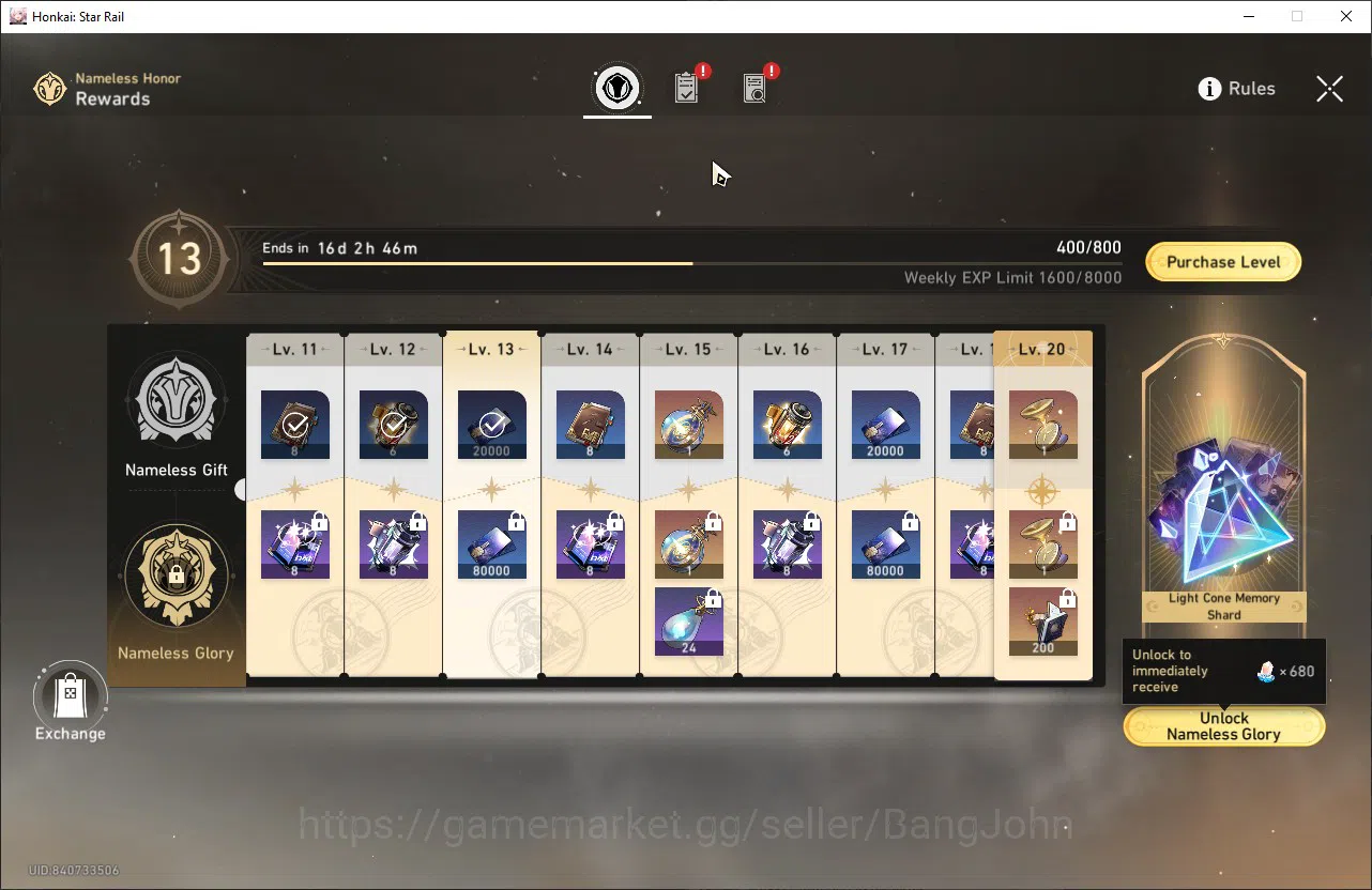 Honkai Star Rail Accounts ASIA TL28|5 Limit|50 Gold Tix|Tribbie|Archer|Spark image 9