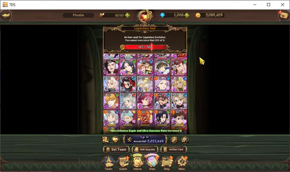 The Seven Deadly Sins: Grand Cross Accounts Midgame ASIA|5M CC|1K DM|197 LS|6 LR+14 UR+Collab 1