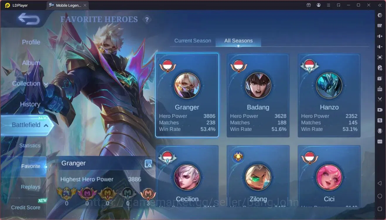 Mobile Legends: Bang Bang Accounts Global|Hero 107|Skin 178|Expert|Prime Granger|Meow image 4