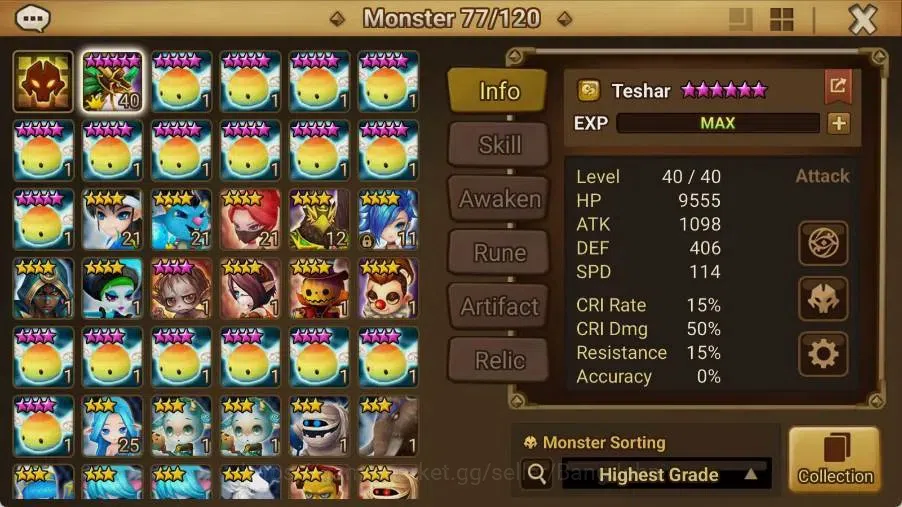 Summoners War: Sky Arena Accounts Starter GLOBAL | NB 5 TESHAR,Starter Gacha 115 12Y+160 11Y Scrool, 3 Legendary All 2