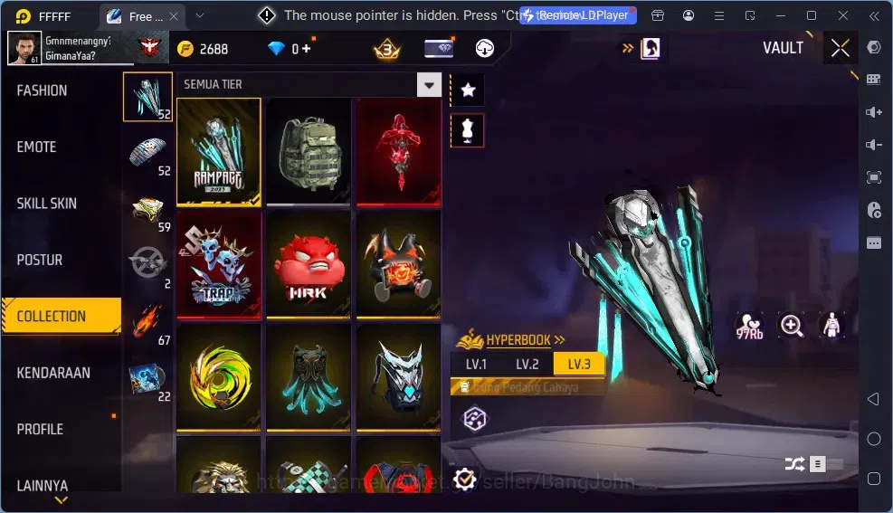 Free Fire Accounts Indonesia | Vault 275 | EVO SG Sterling Lvl 7 (Max image 10
