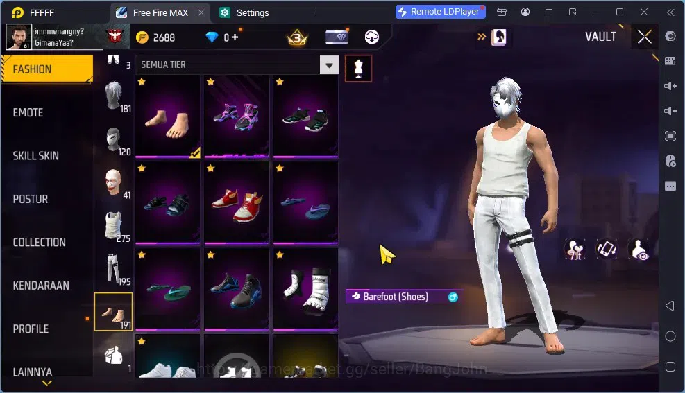 Free Fire Accounts Indonesia | Vault 275 | EVO SG Sterling Lvl 7 (Max image 16