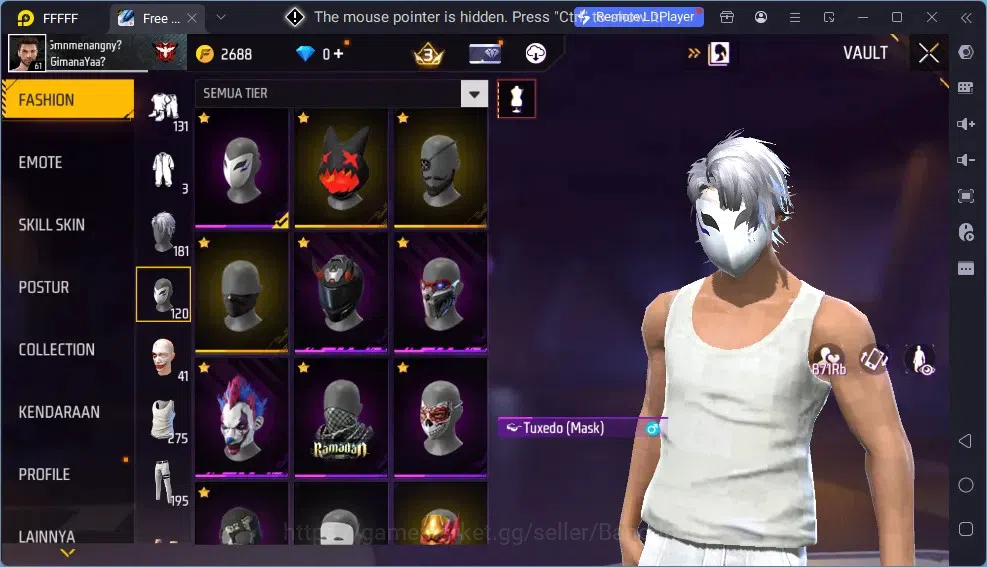 Free Fire Accounts Indonesia | Vault 275 | EVO SG Sterling Lvl 7 (Max image 20