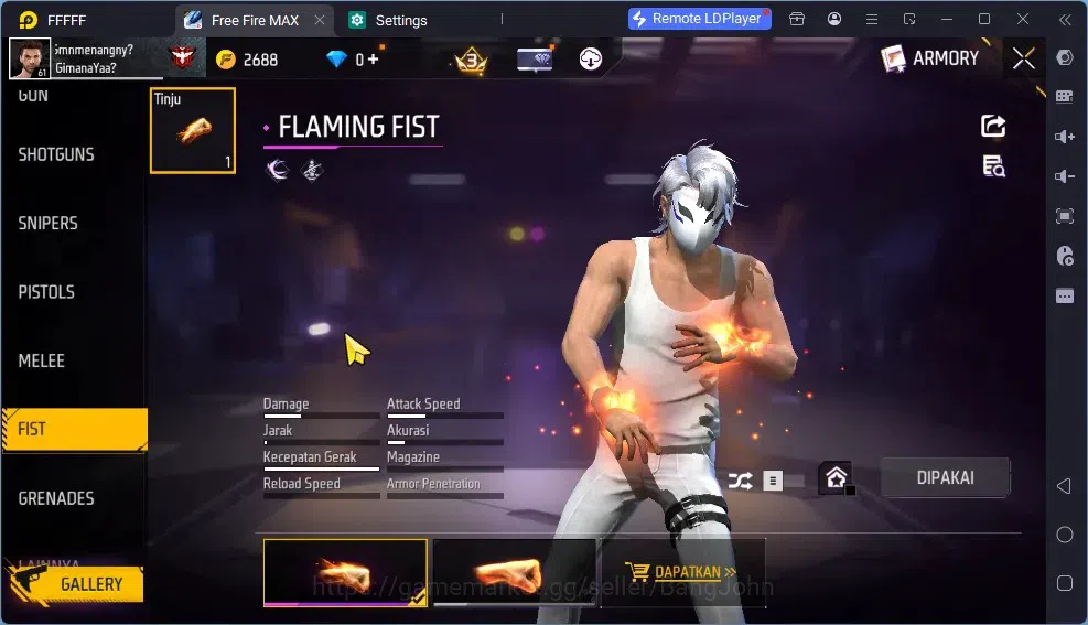Free Fire Accounts Indonesia | Vault 275 | EVO SG Sterling Lvl 7 (Max image 4