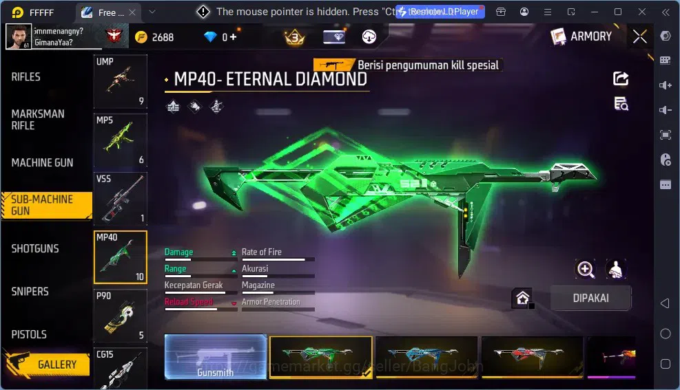 Free Fire Accounts Indonesia | Vault 275 | EVO SG Sterling Lvl 7 (Max image 6