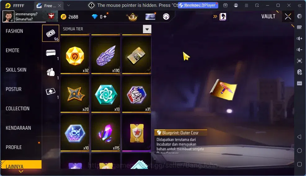 Free Fire Accounts Indonesia | Vault 275 | EVO SG Sterling Lvl 7 (Max image 8