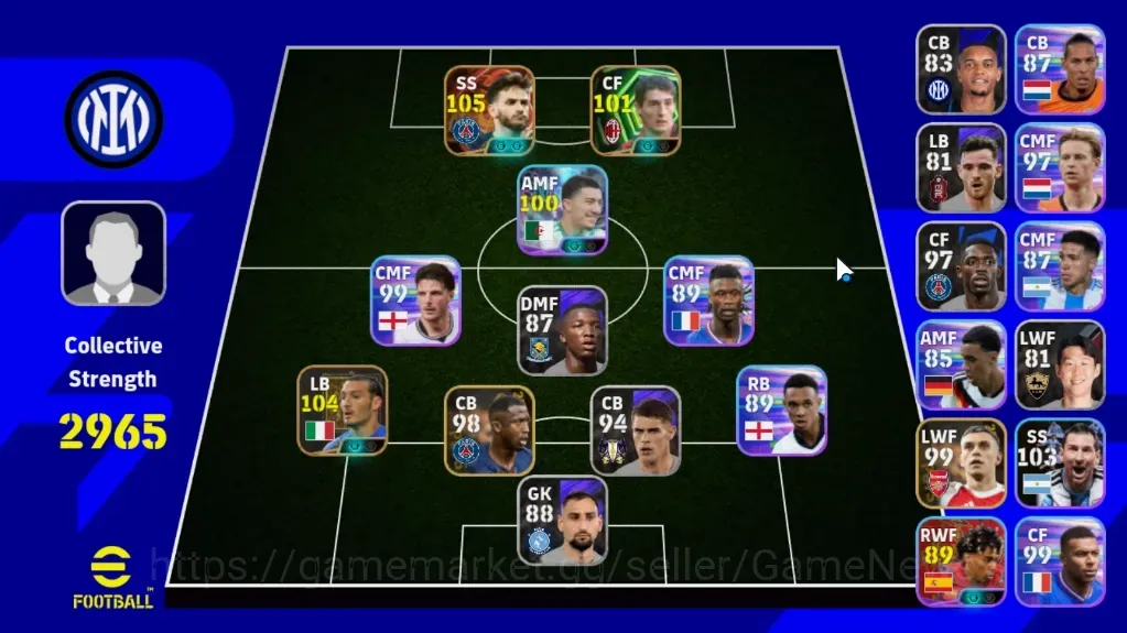 eFootball Accounts Others Android|Power 2965|Big Time K. Kvaratskhelia 28 Apr'26|Epic Gianluca Zambrotta,Daniele Massaro|5 1