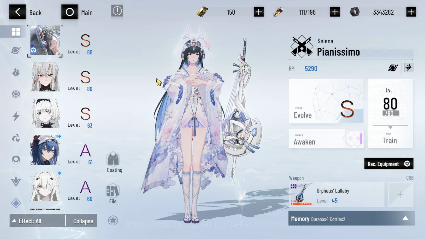 Punishing: Gray Raven Accounts ASIA | Selena Pianissimo L80 S (Sign Wep, Starlit image 2