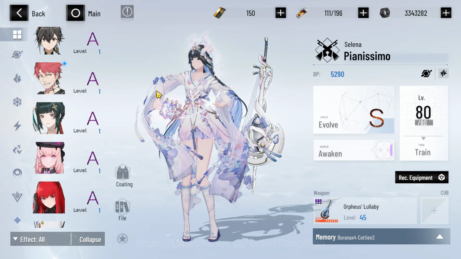 Punishing: Gray Raven Accounts ASIA | Selena Pianissimo L80 S (Sign Wep, Starlit image 6