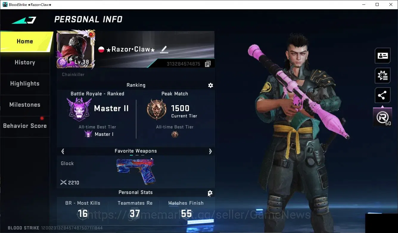 Blood Strike Accounts Collab Skin ASIA|ETERNAL DeAgle+Collab Enzo Kraken,TokRev MCX,FN2K,Jack|5 2