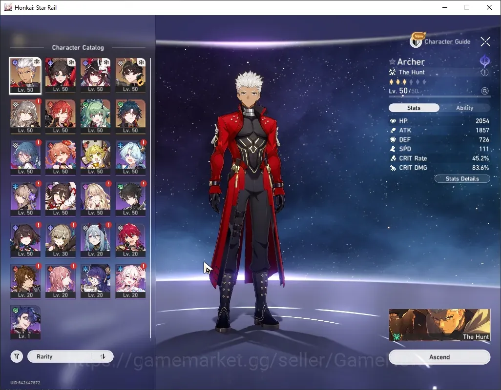 Honkai Star Rail Accounts Others Asia|TL 36|1 GC|Archer Team Prem|6 Limited|Archer+Sign, Rin Tohsaka,Sparkle,Danheng 1