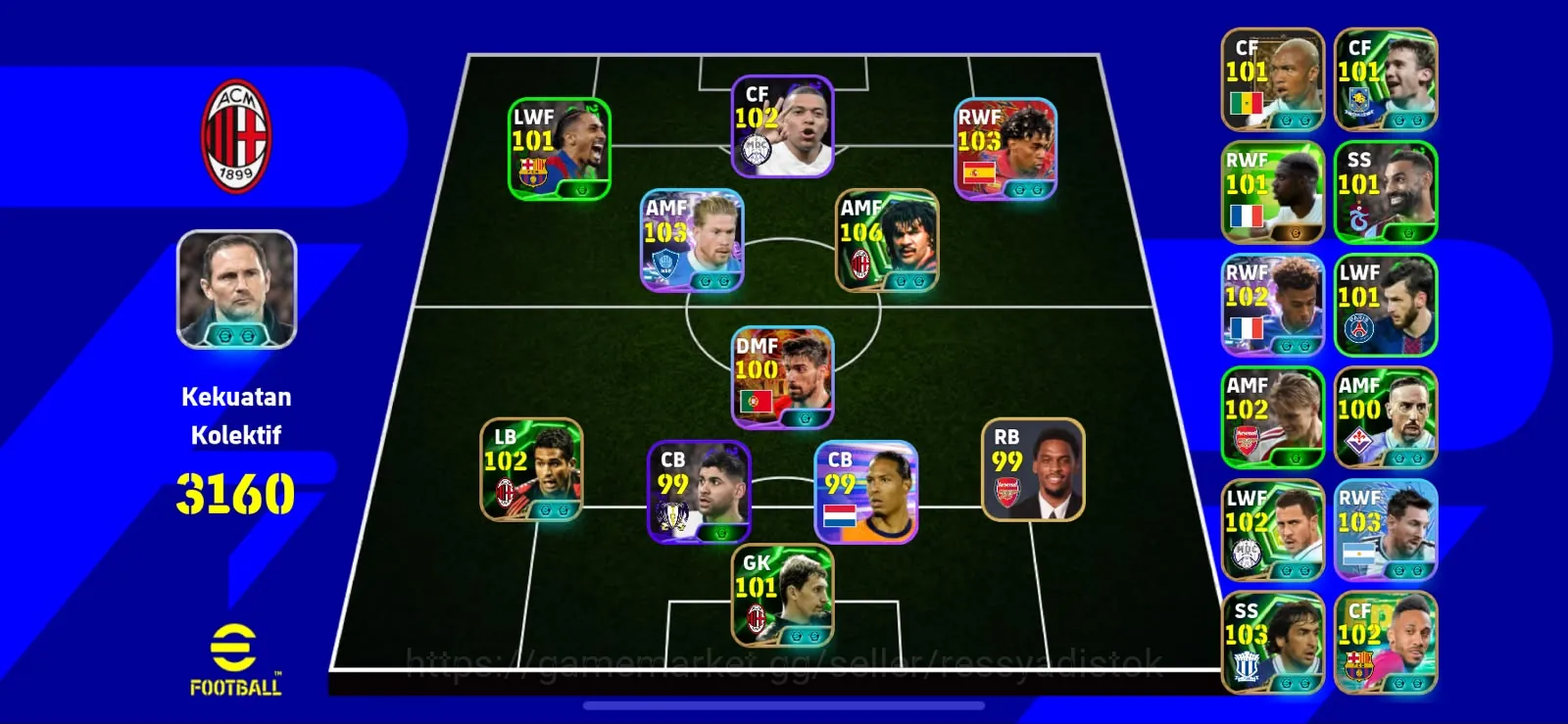 eFootball Accounts Legends & Iconic Players COLECTIVE 3160+ | RUUD GULLIT,CHEAPEST 1