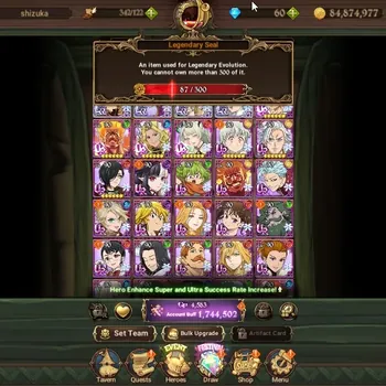 The Seven Deadly Sins: Grand Cross Accounts Endgame GLOBAL|1,7M CC|87 LS|4 LR+4