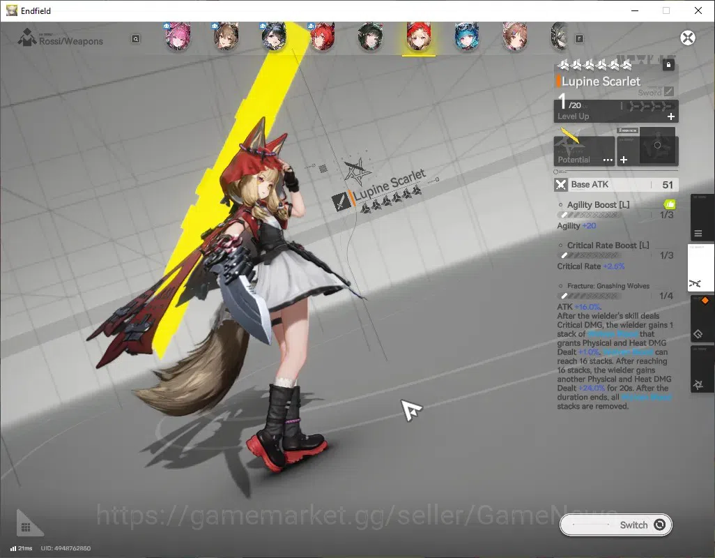 Arknights: Endfield Accounts ASIA|Lv60|Ars 4,9k|10SSR(6Limit)+11(*6Wep)|[Yvonne image 15