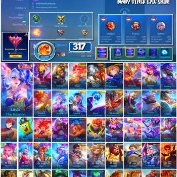 Mobile Legends: Bang Bang Accounts #4372 317 Skins | Layla The Beacon (LEGEND) | Vale Gaara (NARUTO) | Karina Leona (KOF