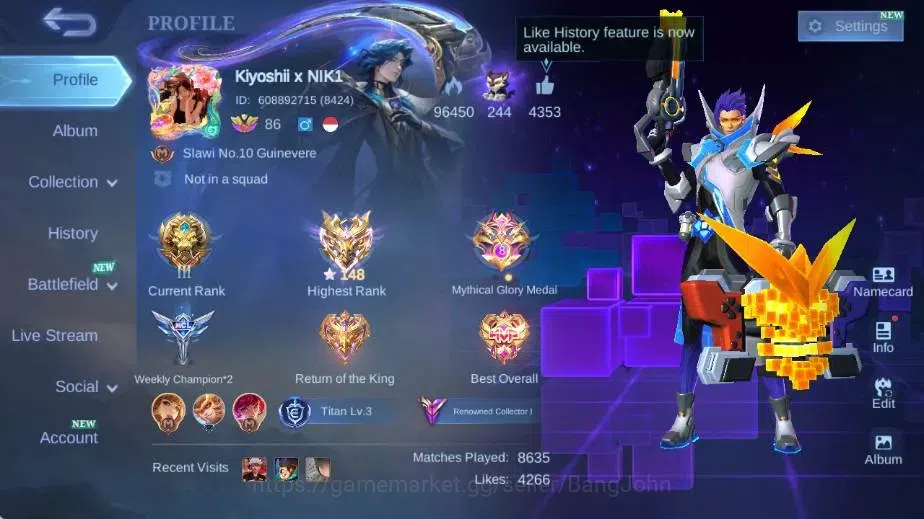 Mobile Legends: Bang Bang Accounts Global|Skin 312|Renowned|PRIME Granger,Sanrio Flor image 1