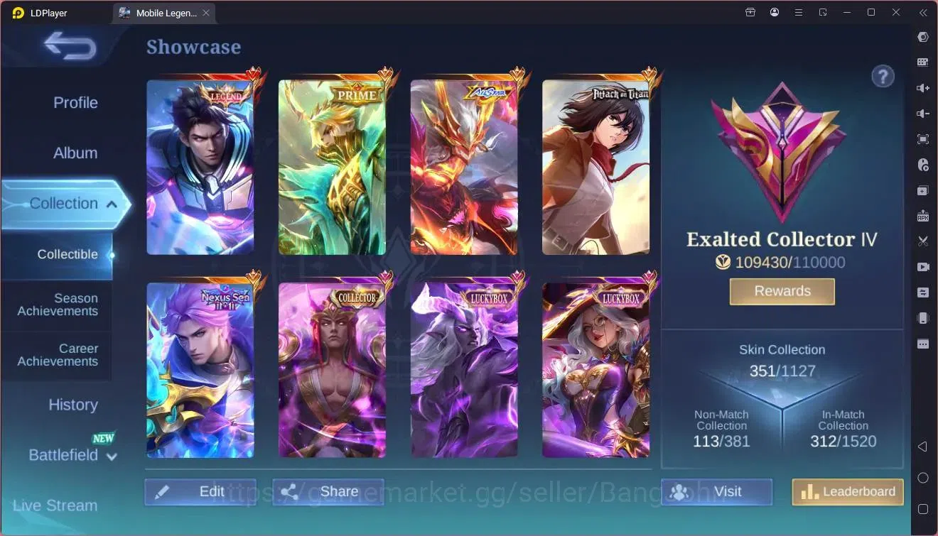 Mobile Legends: Bang Bang Accounts Global |Hero 133|Skin 351|Exalted|Legend Alucard|P image 2