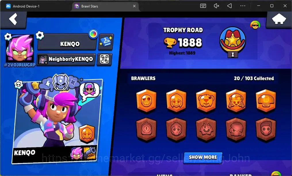 Brawl Stars Accounts Global |1888 Trophy|20 Brawler |2 Max Hypercharge( image 2