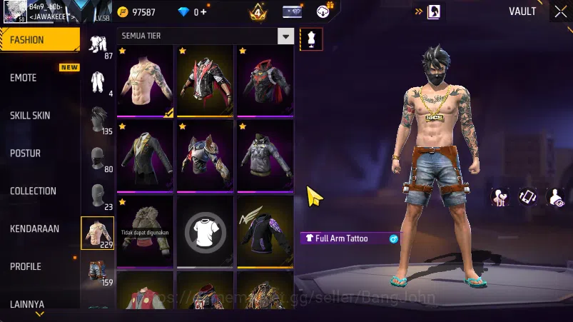 Free Fire Accounts (bisa log bind )Vault 229 | SG Terompet | Evo Scar image 16