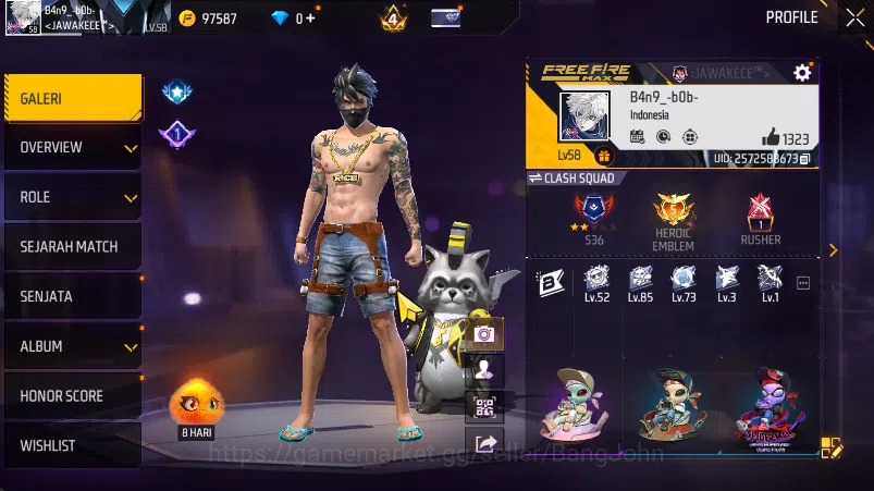 Free Fire Accounts (bisa log bind )Vault 229 | SG Terompet | Evo Scar image 2