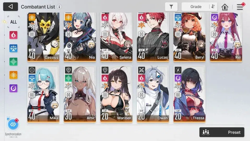 Chaos Zero Nightmare Accounts GLOBAL Lv40|6 SSR(YukiM1+Sign,RinM1,Orlea,MeiLin,Kayron,Renoa)+11 5