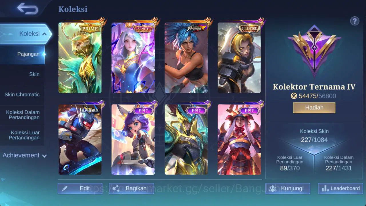 Mobile Legends: Bang Bang Accounts HERO 132 SKIN 227 VEXANA zenith, Prime Granger, Sa image 2