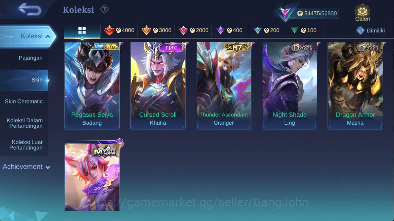 Mobile Legends: Bang Bang Accounts HERO 132 SKIN 227 VEXANA zenith, Prime Granger, Sa image 6