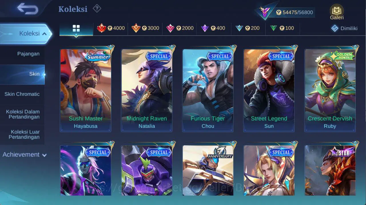 Mobile Legends: Bang Bang Accounts HERO 132 SKIN 227 VEXANA zenith, Prime Granger, Sa image 8