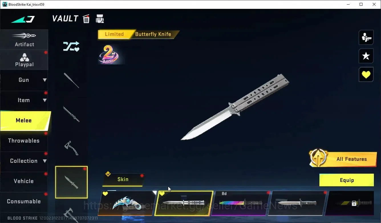 Blood Strike Accounts Collab Skin ASIA|EVO M1887-Destroyer+ETER DeAgle+MELEE TalonKnife|Collab ENZO-Kraken,3 TokRev,3 7DS|7 10
