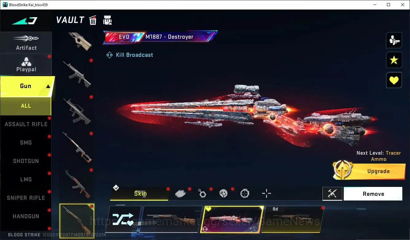 Blood Strike Accounts Collab Skin ASIA|EVO M1887-Destroyer+ETER DeAgle+MELEE TalonKnife|Collab ENZO-Kraken,3 TokRev,3 7DS|7 11