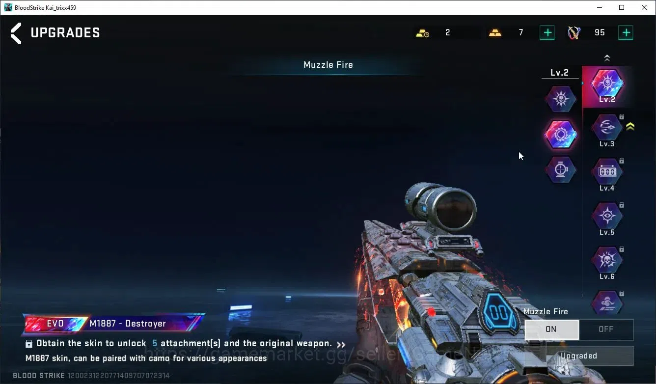 Blood Strike Accounts Collab Skin ASIA|EVO M1887-Destroyer+ETER DeAgle+MELEE TalonKnife|Collab ENZO-Kraken,3 TokRev,3 7DS|7 12